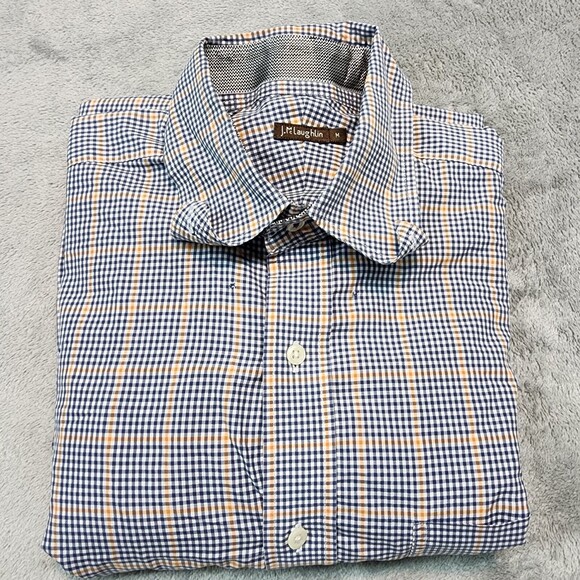 J. McLaughlin Men's Blue / Orange Multi Color Plaid Button Down Size M - Picture 13 of 14